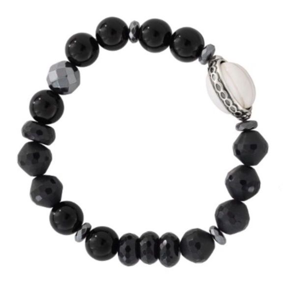 SILPADA Sterling Silver Agate Pyrite Hematite Stretch Bracelet NIB - Picture 5 of 7